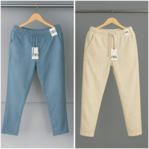 Cotton Trouser - Sky x Biscuit